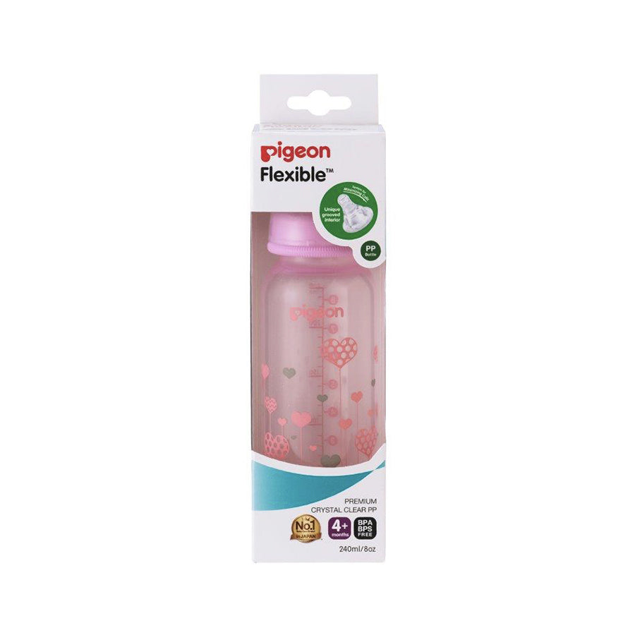 Pigeon Flexible Bottle PP 240mL Pink Heart