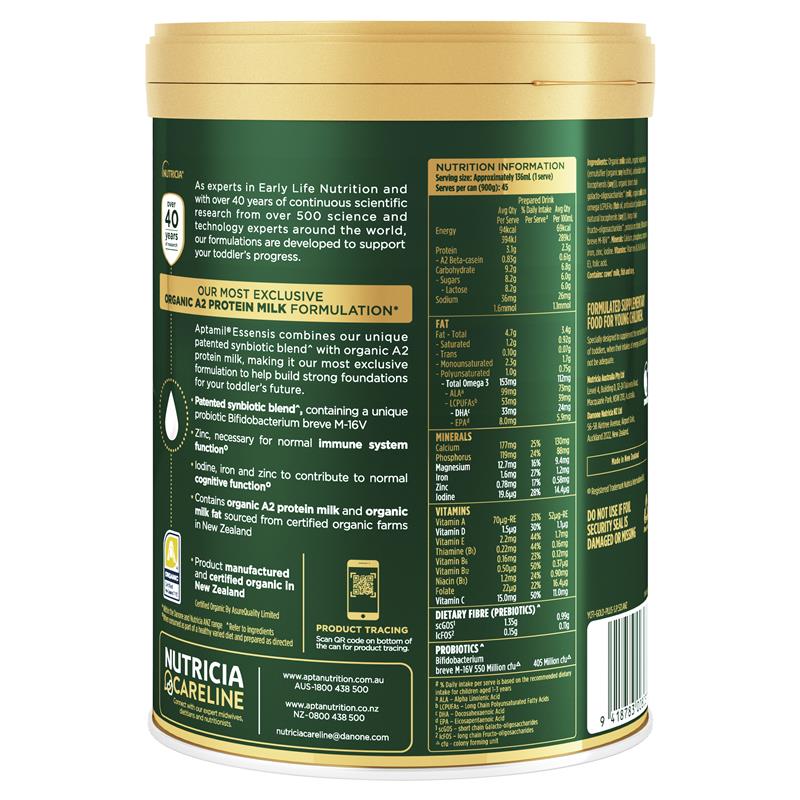 Aptamil Essensis Organic A2 Protein Stage 3 Toddler Formula 900g