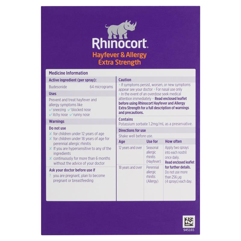 Rhinocort Hayfever Double Strength 240 Doses