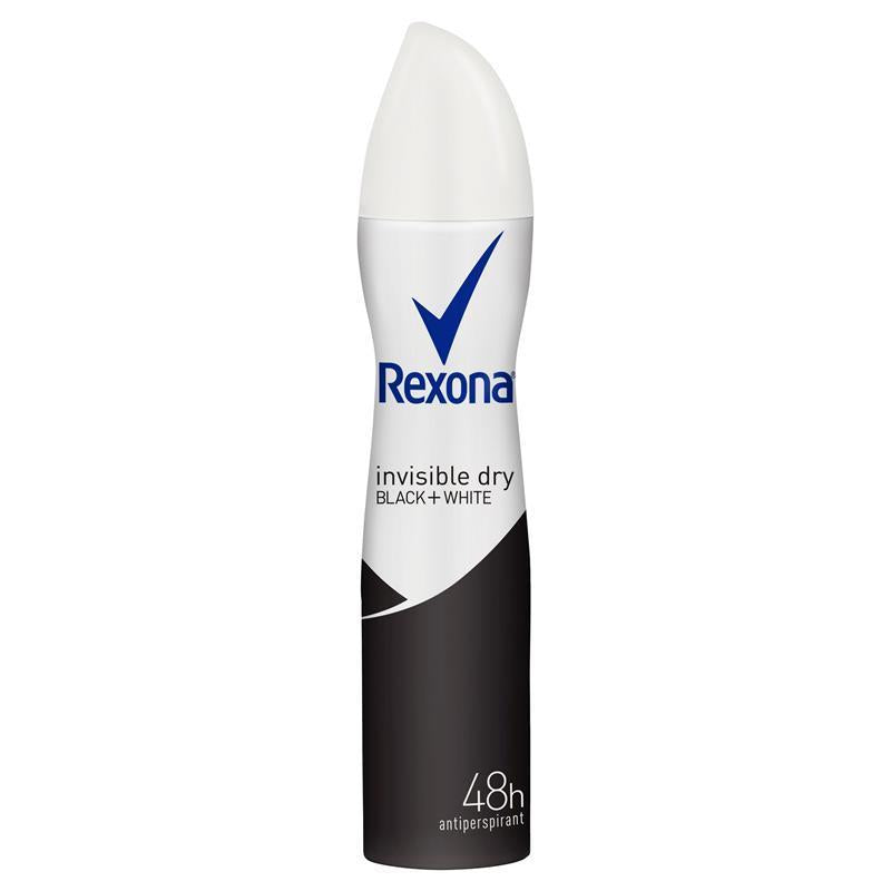 REXONA Women Antiperspirant Aerosol Deodorant Invisible Dry Black+White 150ml