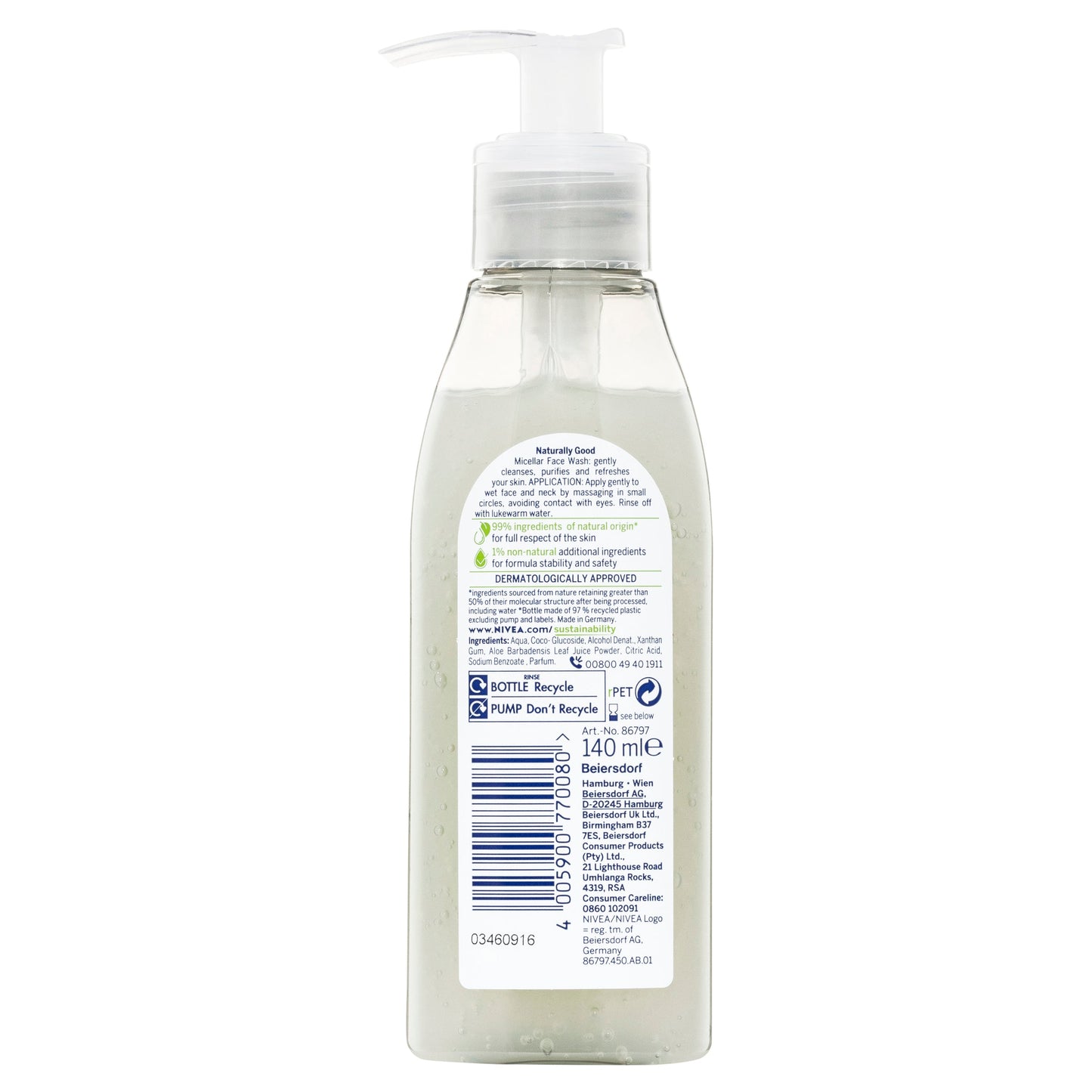 NIVEA Naturally Good Organic Aloe Vera Micellar Face Wash 140ml