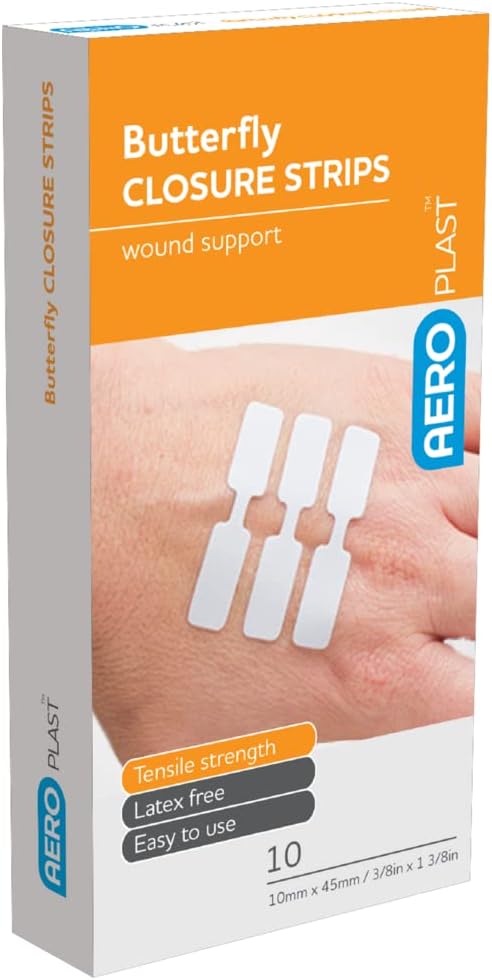 AEROPLAST Butterfly Wound Closures 45 x 10mm 10 Stripes per box