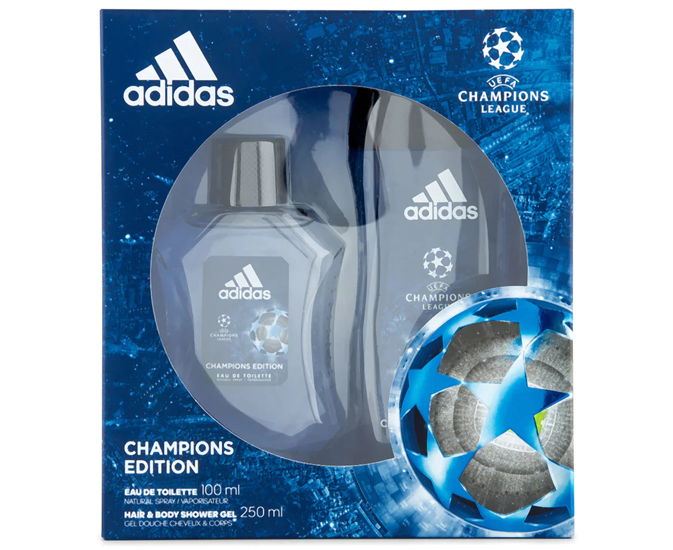 Adidas UEFA Champions League Champions Edition Eau De Toilette 50ml & Shower Gel 2 Piece Set