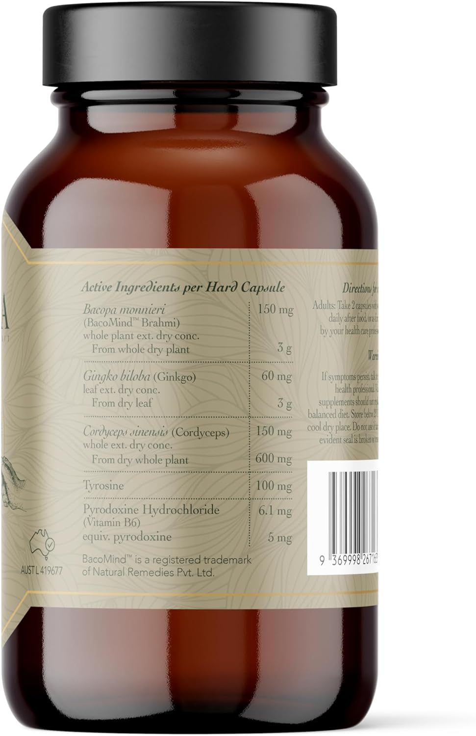 RITUA FOCUS BacoMind Ginko Cordyceps Tyrosine B6 60 Caps