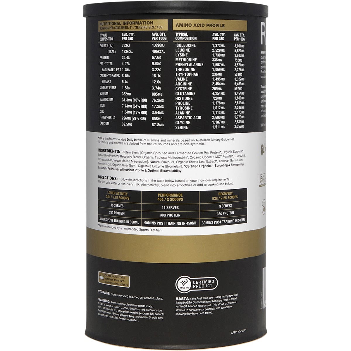 AMAZONIA RawFit Plant Protein Perform & Recover Creamy Vanilla 500g