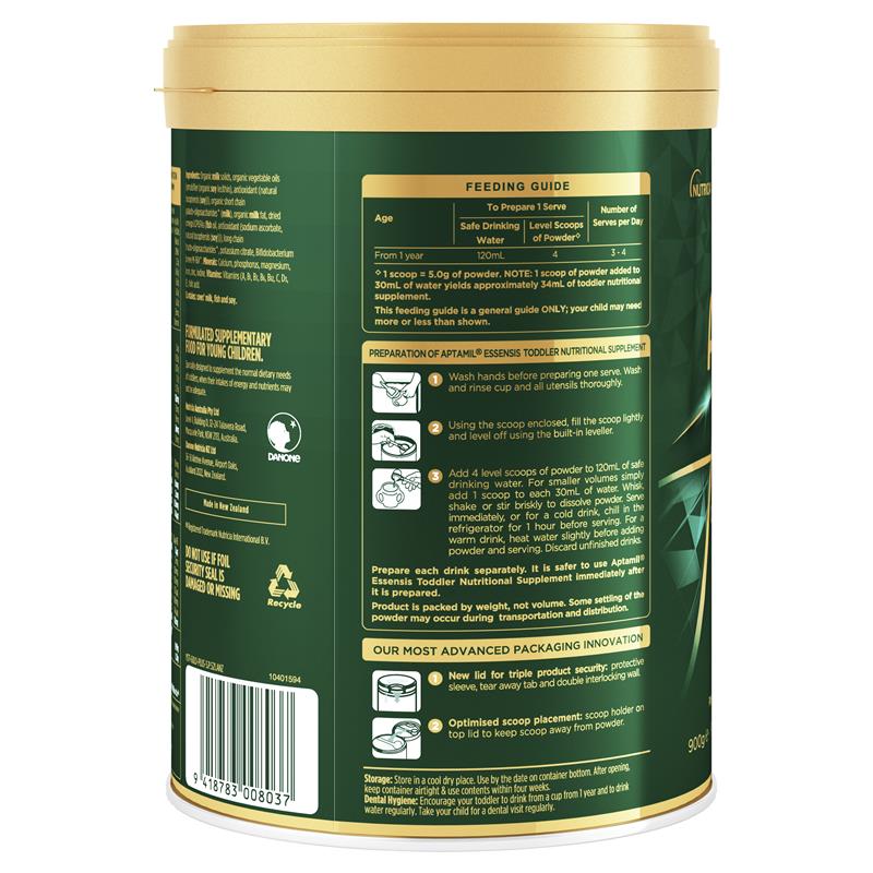 Aptamil Essensis Organic A2 Protein Stage 3 Toddler Formula 900g