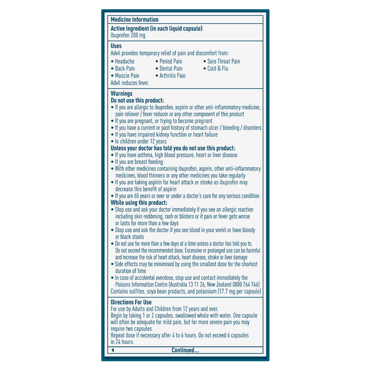 Advil Liquid Capsules for Fast & Effective Pain Relief 200mg Ibuprofen 40 Pack