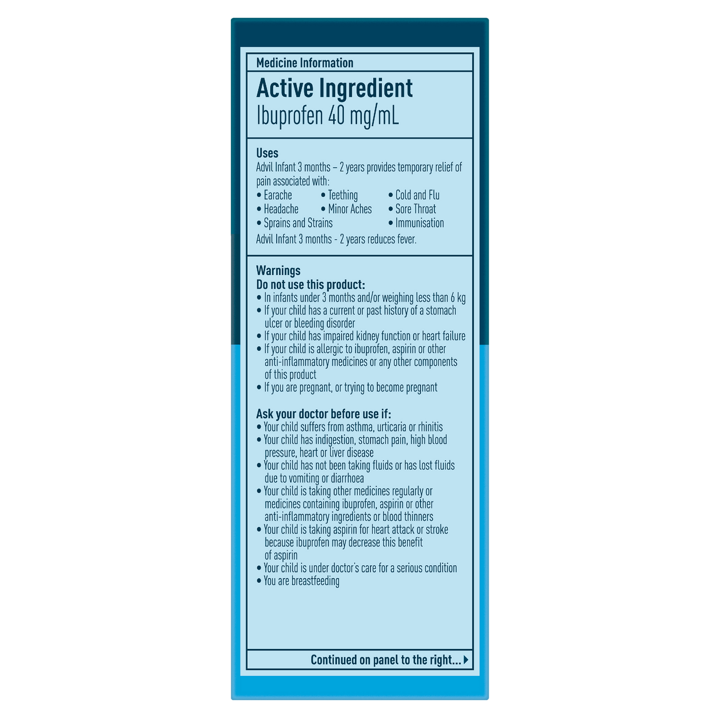Advil Pain & Fever Infant Drops 3 months-2 years, colour free, up to 8 Hour Fever Relief Ibuprofen Grape 40ml