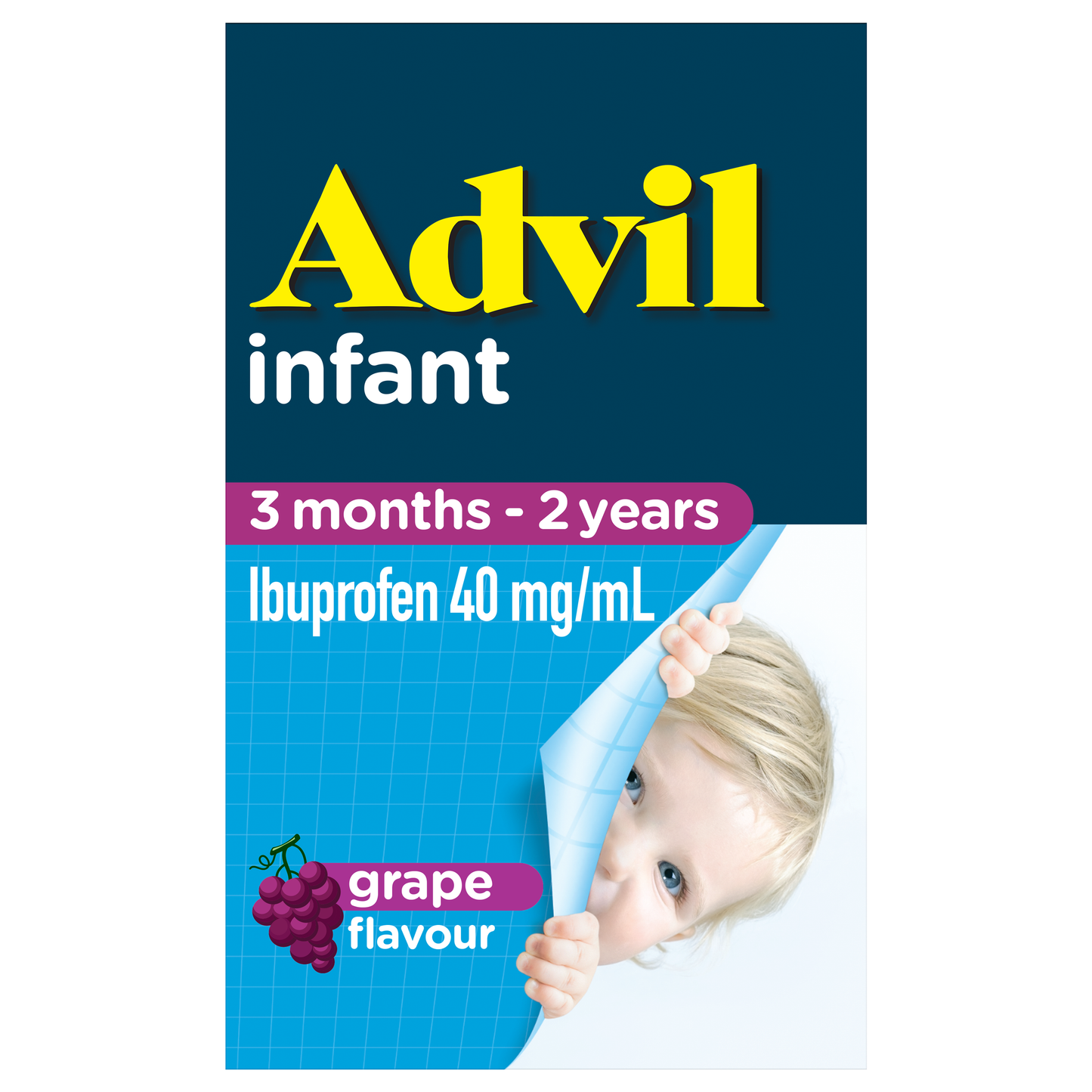 Advil Pain & Fever Infant Drops 3 months-2 years, colour free, up to 8 Hour Fever Relief Ibuprofen Grape 40ml
