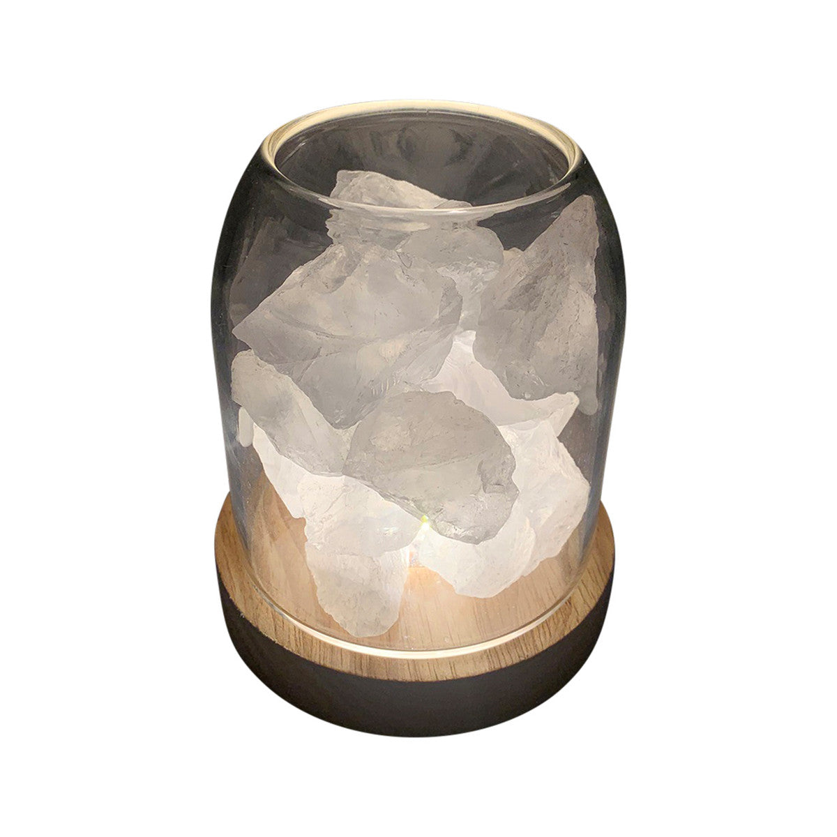 Amrita Court Aurora Crystal Diffuser Wooden Base with Light Clear Quartz