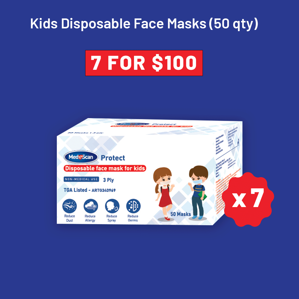 Kids Disposable 50 Face Masks - 7 for $100 Bundle