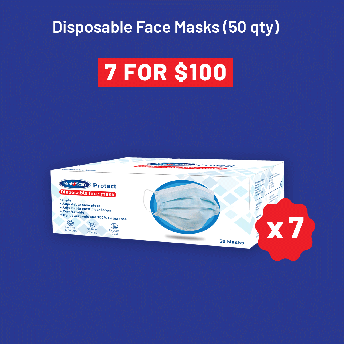 50 Disposable Face Masks - 7 for $100 Bundle