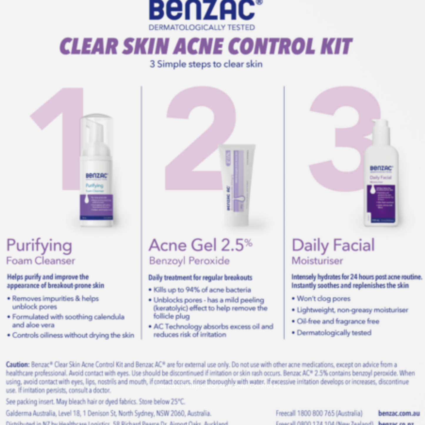 Benzac 3 Step Clear Skin Acne Control Kit