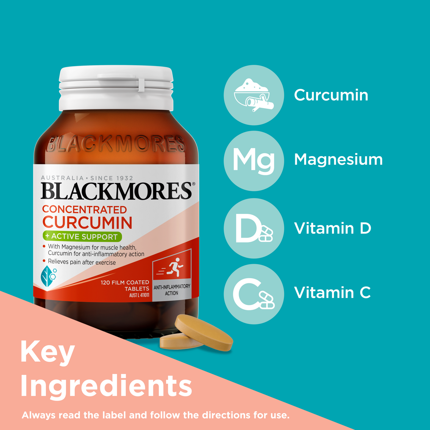 Blackmores Concentrated Curcumin + Active Support 120s