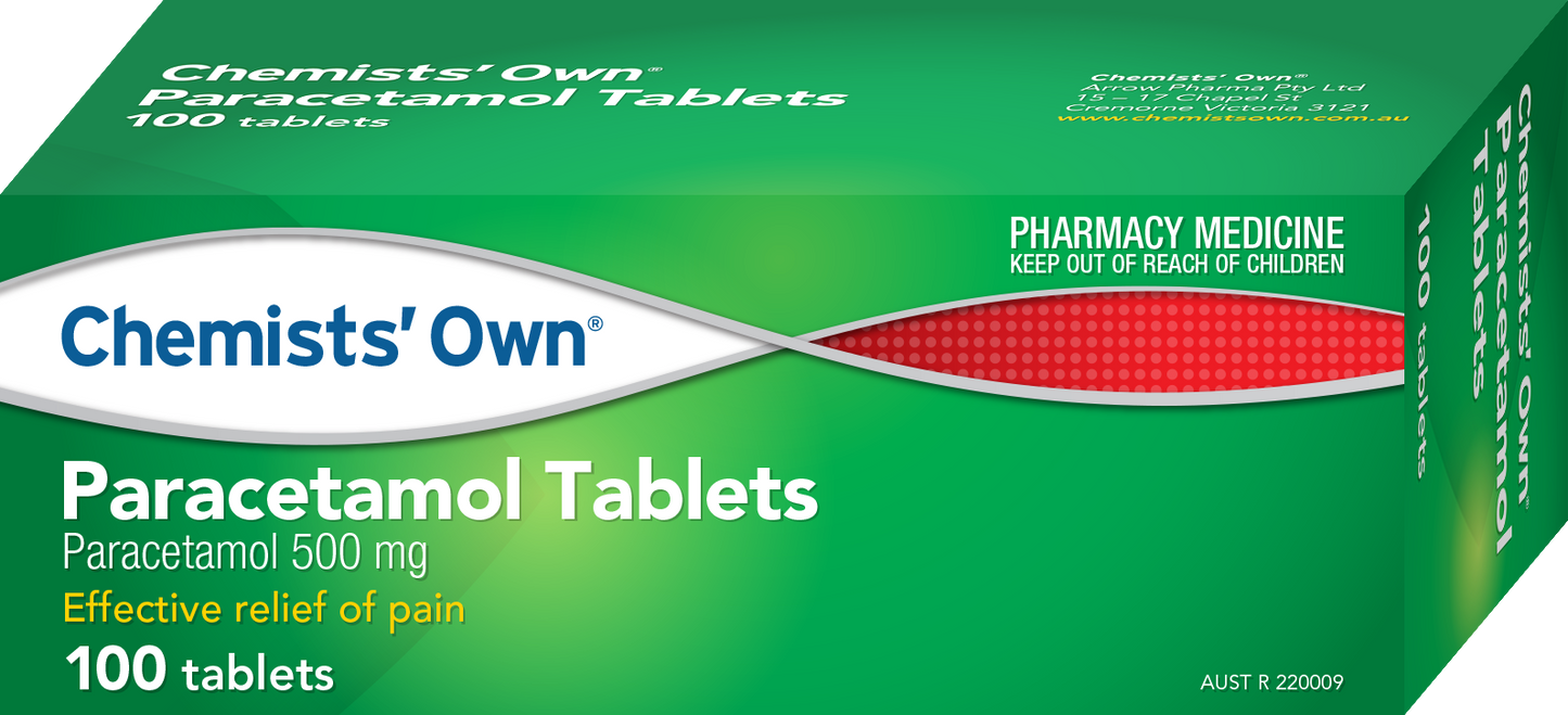 100 x Paracetamol Tablets, Chemists' Own. Paracetamol 500mg