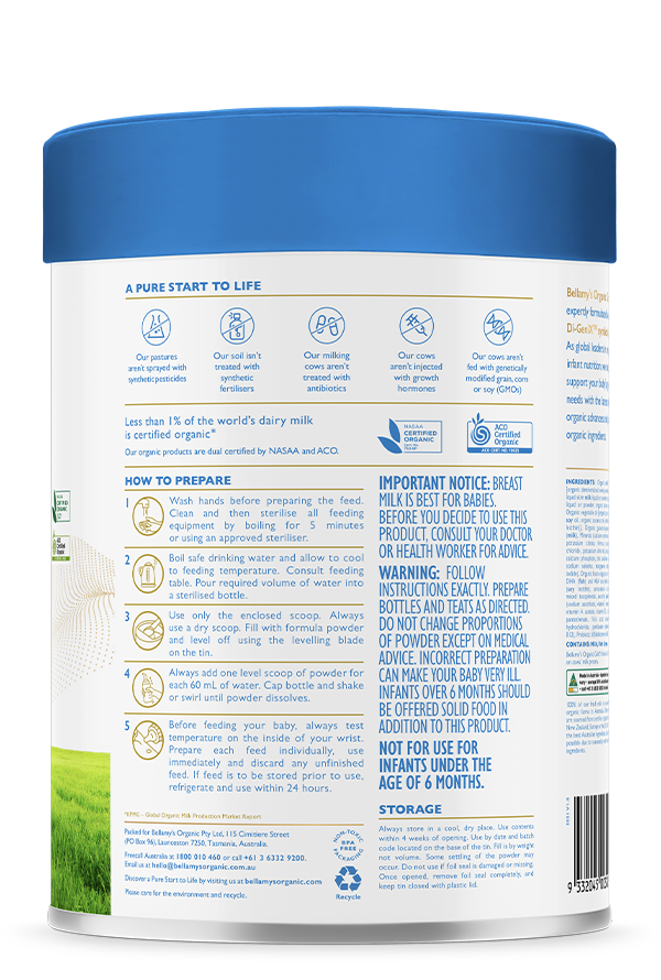 Bellamy's Organic Gold+ Step 2 Follow-On Formula 6 - 12 months 800g ( expiry 8/24 )