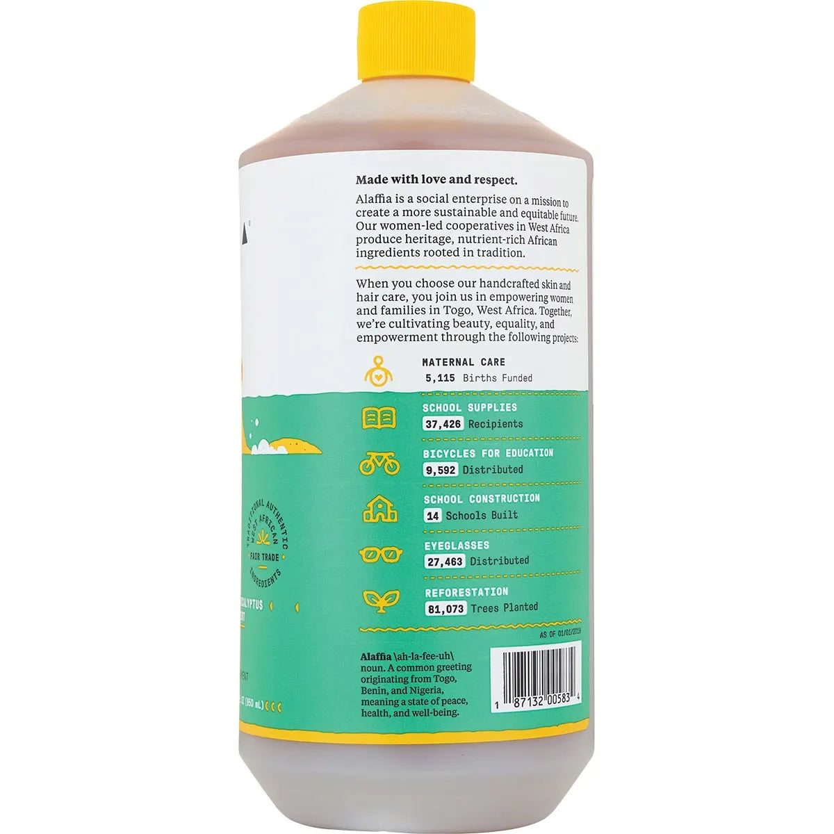 ALAFFIA Kids Bubble Bath Eucalyptus Mint 950ml