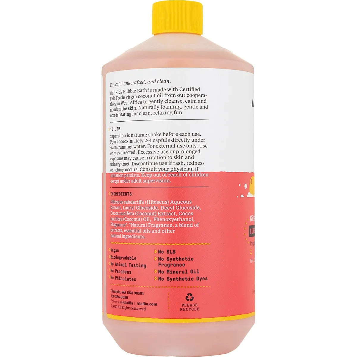 ALAFFIA Kids Bubble Bath Coconut Strawberry 950ml