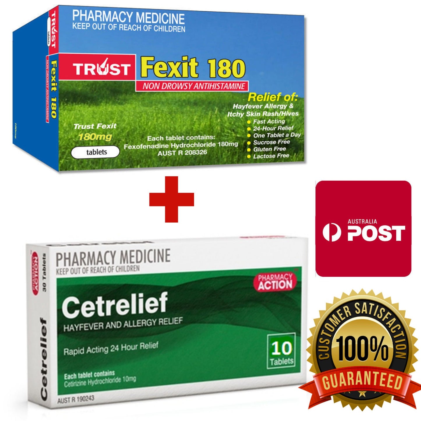 100x Fexit 180mg (Fexofenadine Hydrochloride) + 10x Cetrelief 10mg (Cetrizine) Bundle