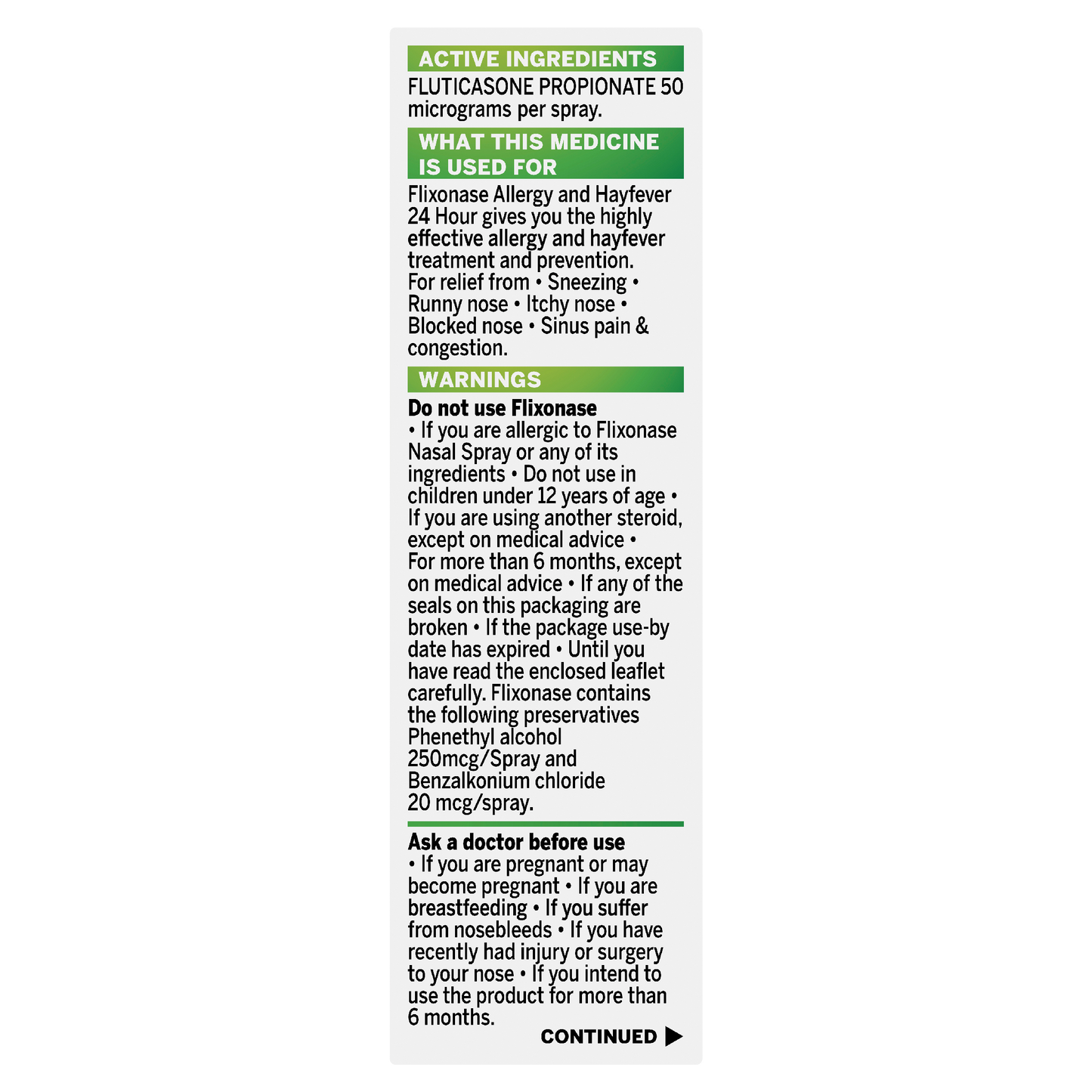 Flixonase Allergy & Hayfever 24 Hour Nasal Spray 120 Doses