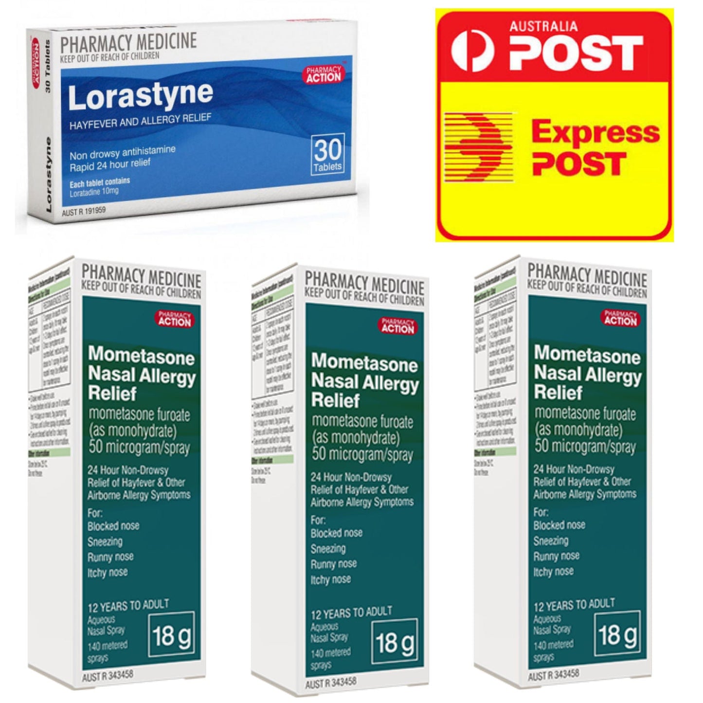 3x Mometasone 140 Dose + 30x Loratadine Combo
