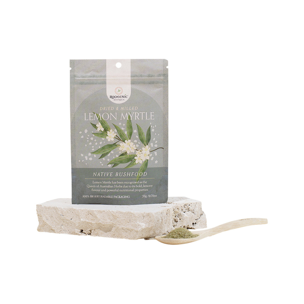 Roogenic Australia Native Bushfood Dried & Milled Lemon Myrtle 20g