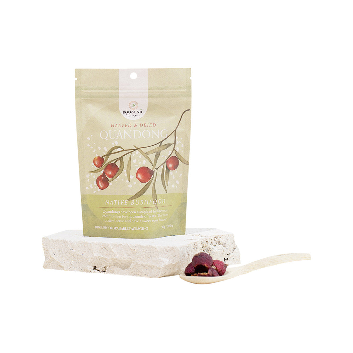 Roogenic Australia Native Bushfood Halved & Dried Quandong 30g