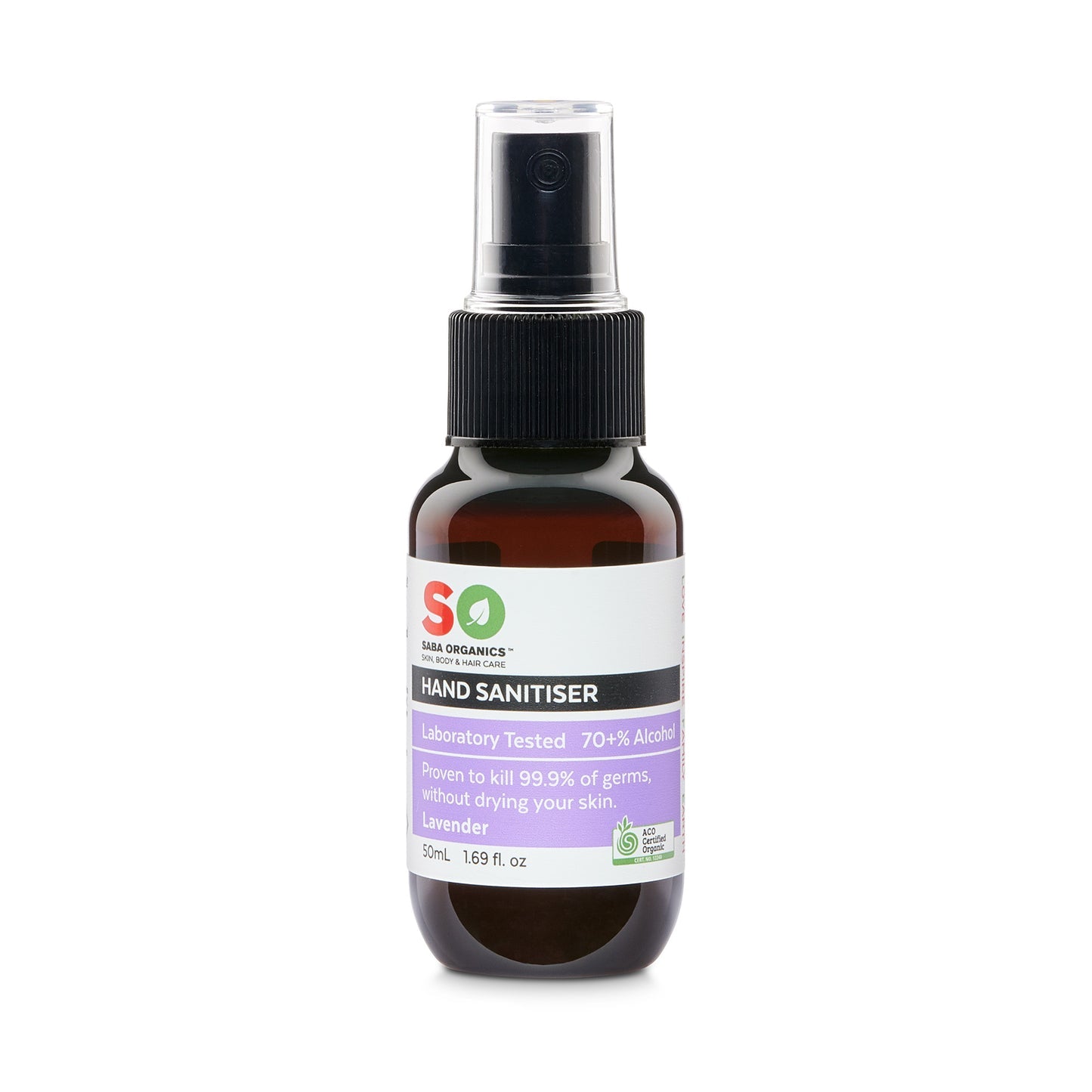 SABA ORGANICS LAVENDAR HAND SANITISER 50ML