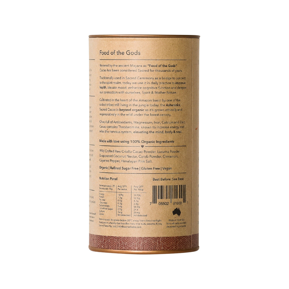 Sacred Taste Organic Drinking Cacao (Chilli Cacao) Fire 250g