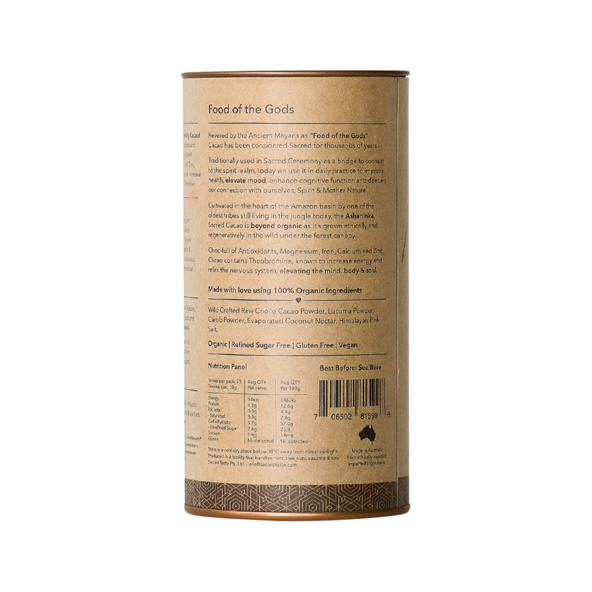 Sacred Taste Organic Drinking Cacao (Original Cacao Blend) Earth 250g
