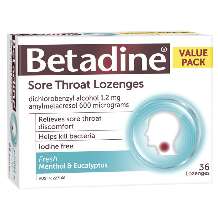 Betadine Sore Throat Menthol and Eucalyptus 36 Lozenges