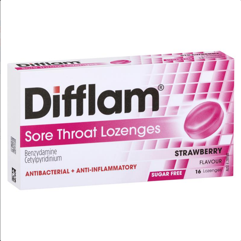 Difflam Sore Throat Lozenges Strawberry 16