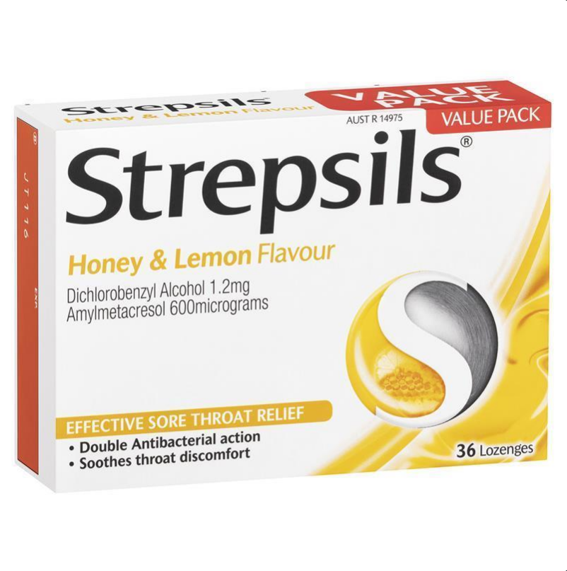 Strepsils Throat Lozenges Soothing Honey & Lemon 36 Pack