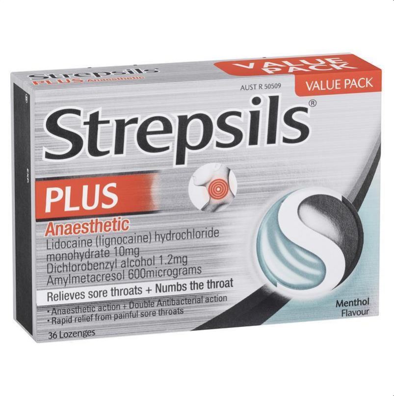 Strepsils Plus Numbing Lozenges Sore Throat Pain Relief 36 Pack