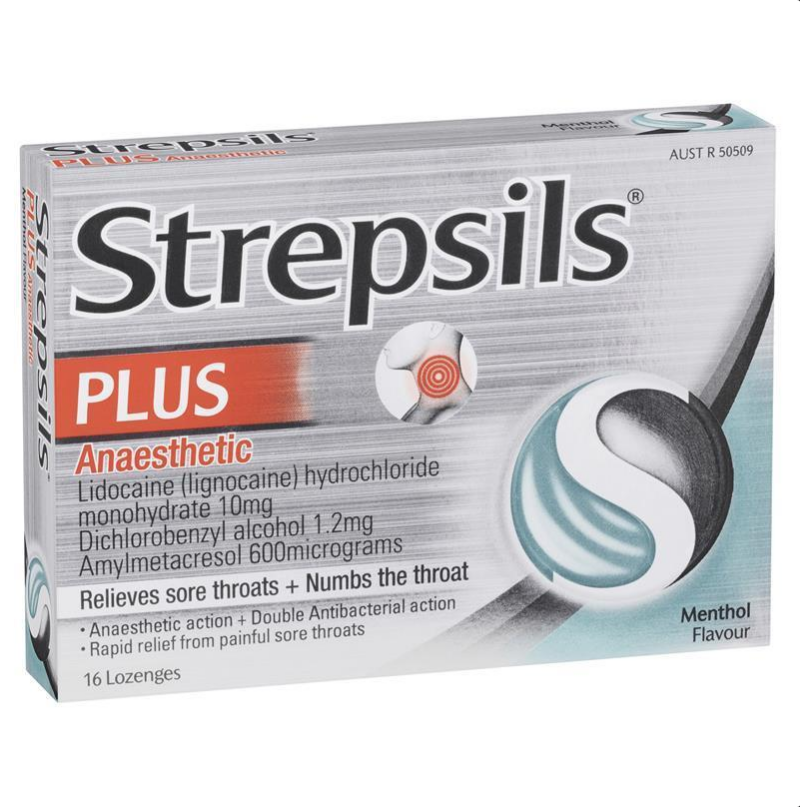 Strepsils Plus Numbing Lozenges Sore Throat Pain Relief 16 Pack
