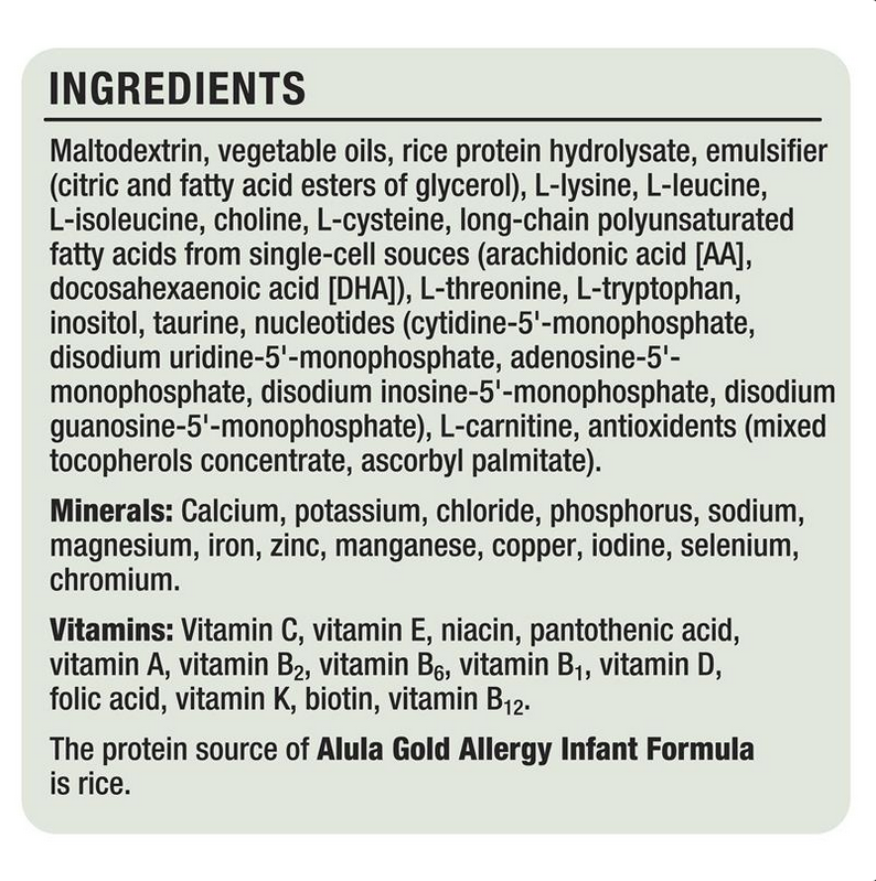 Alula Gold Allergy Infant Rice Formula 0-12 Months 800g