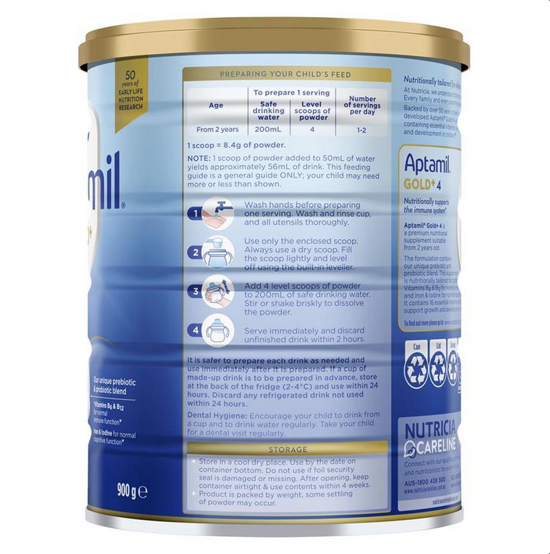 Aptamil Gold+ 4 Junior Nutritional Supplement Milk Drink From 2 Years 900g - NEW