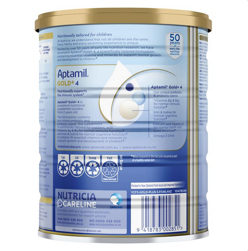 Aptamil Gold+ 4 Junior Nutritional Supplement Milk Drink From 2 Years 900g - NEW