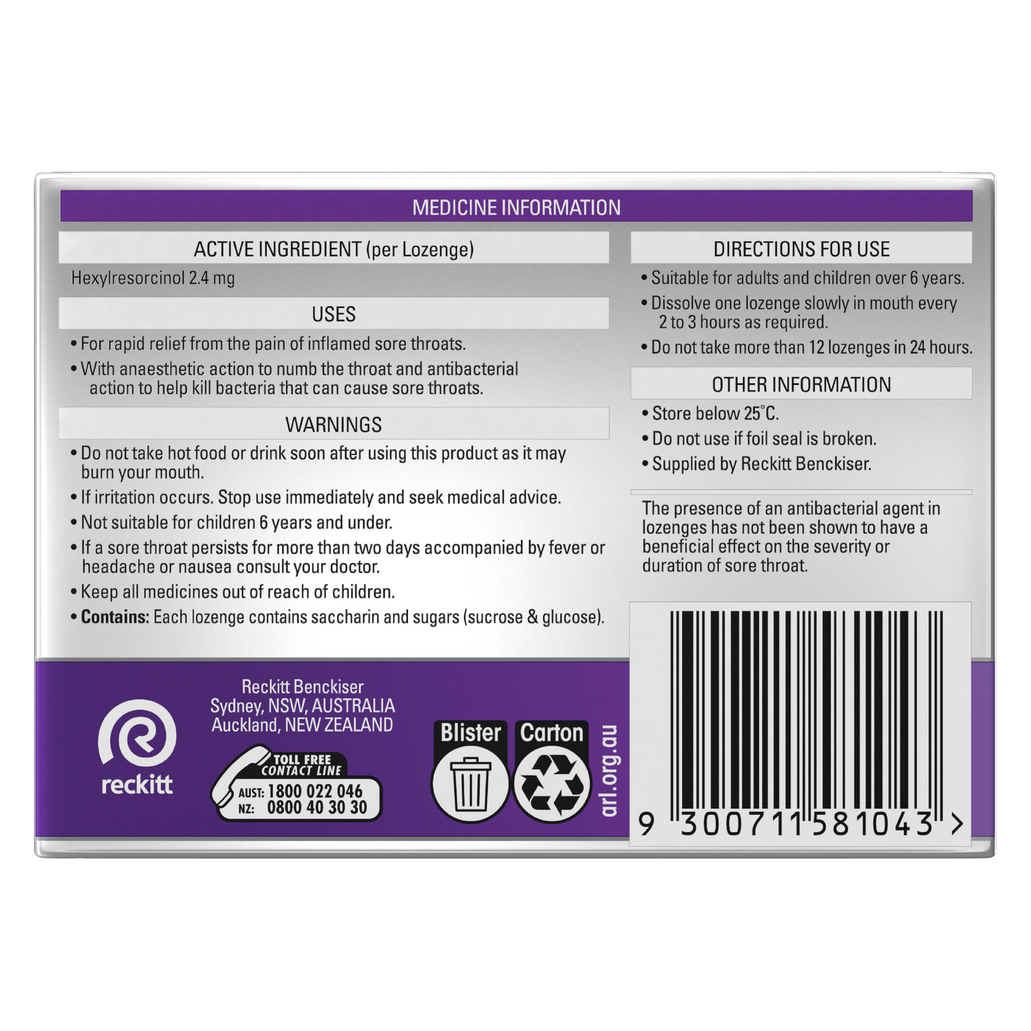 Strepsils Extra Blackcurrant Fast Numbing Sore Throat Pain Relief with Anaesthetic Lozenges 36 pack