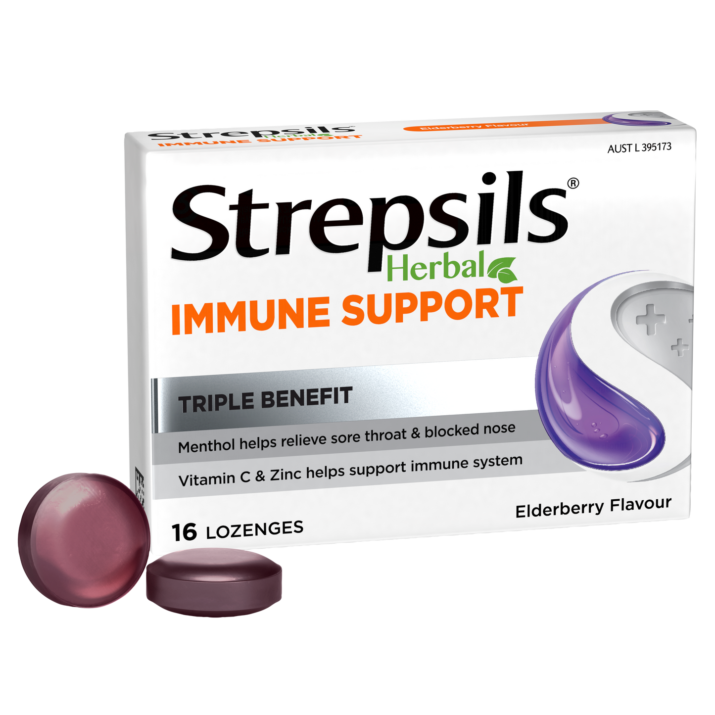 Strepsils Herbal Immune Support Lozenges Elderberry 16s