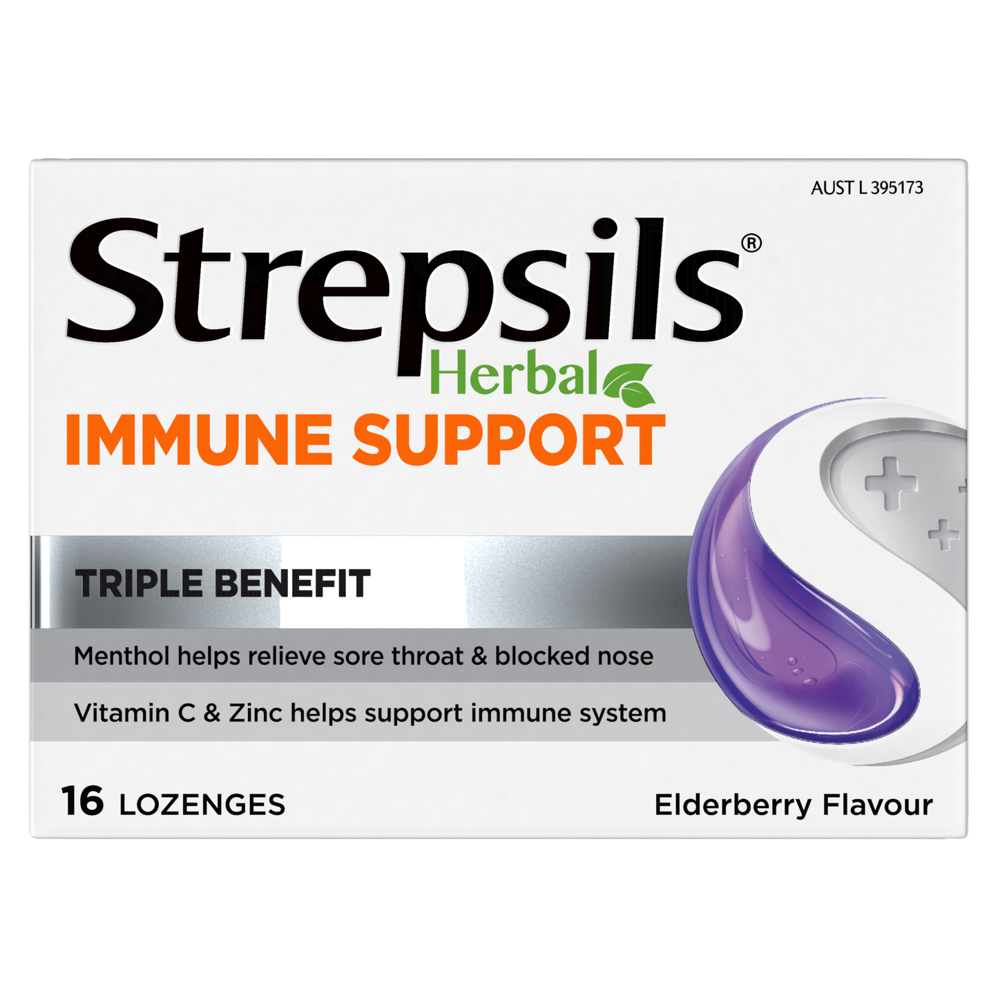 Strepsils Herbal Immune Support Lozenges Elderberry 16s