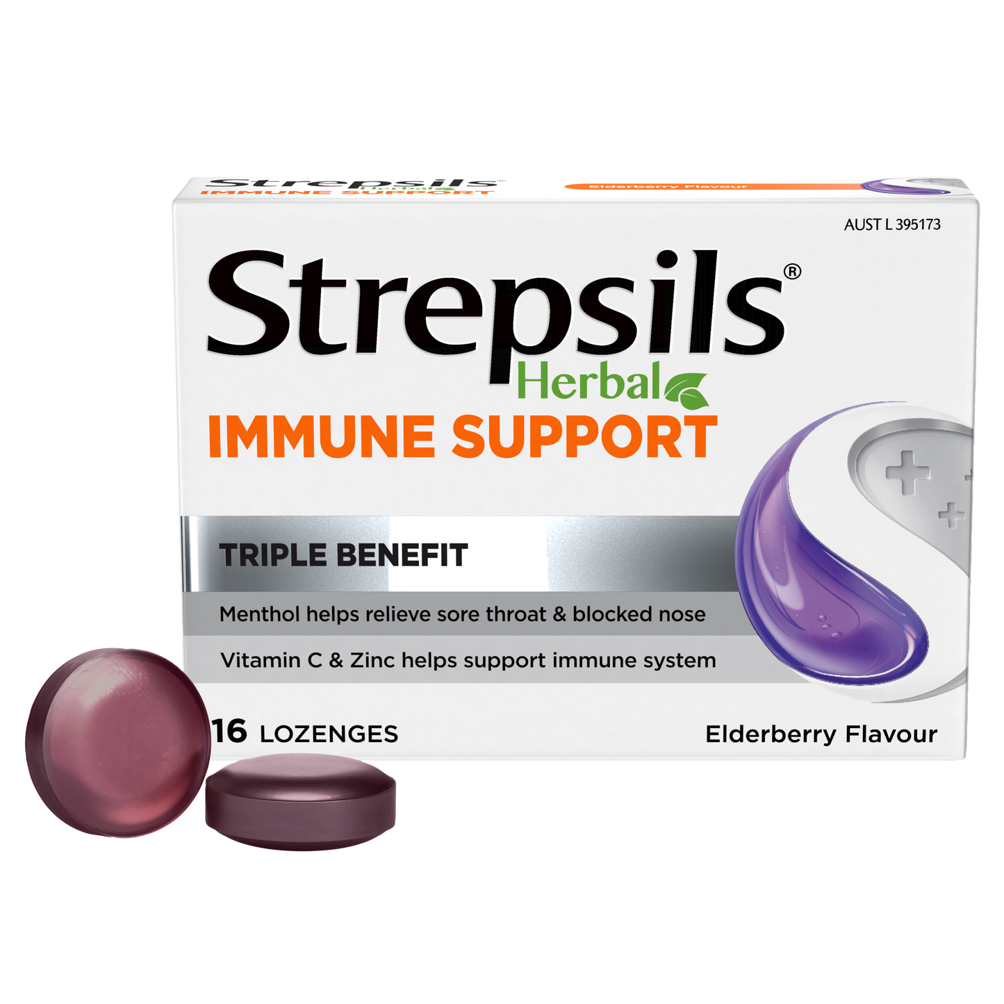 Strepsils Herbal Immune Support Lozenges Elderberry 16s