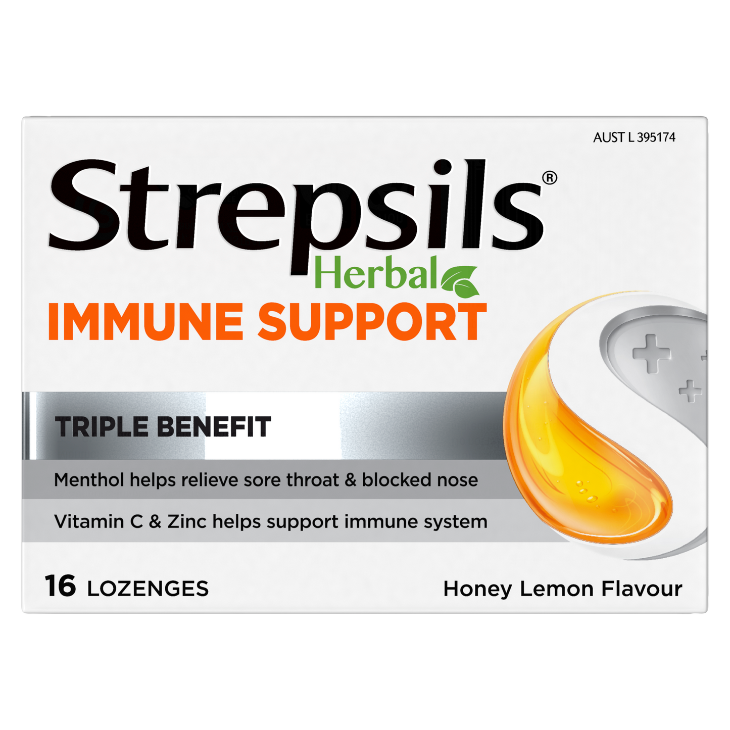 Strepsils Herbal Immune Support Lozenges Honey Lemon 16s