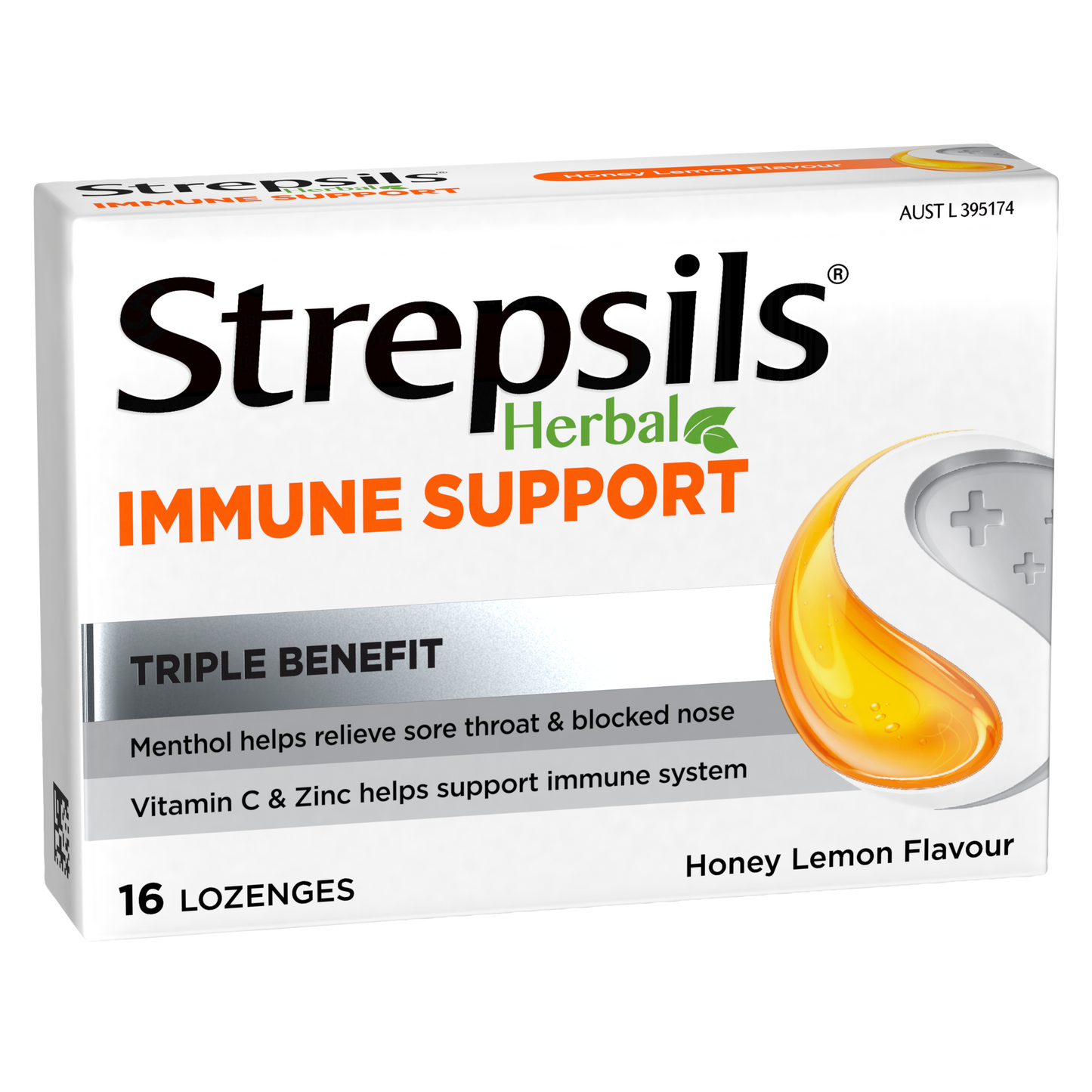 Strepsils Herbal Immune Support Lozenges Honey Lemon 16s
