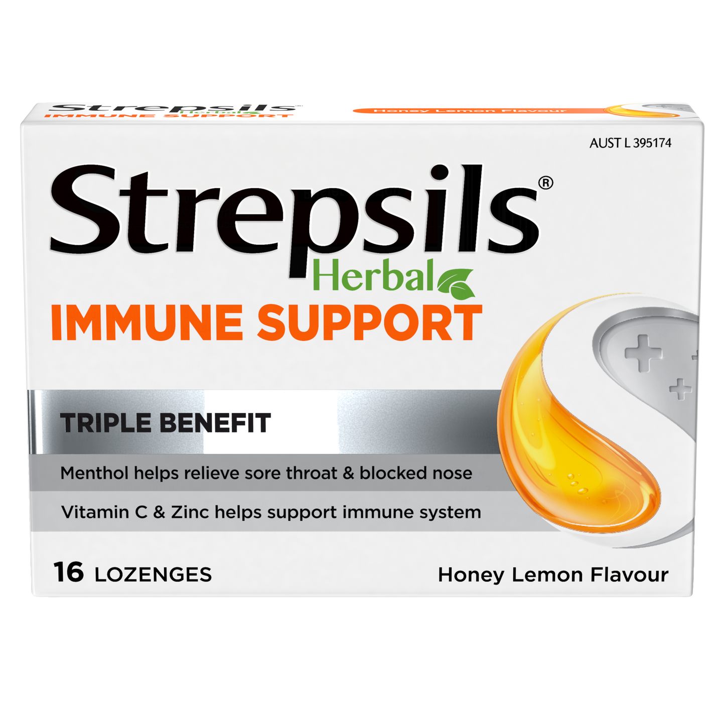 Strepsils Herbal Immune Support Lozenges Honey Lemon 16s