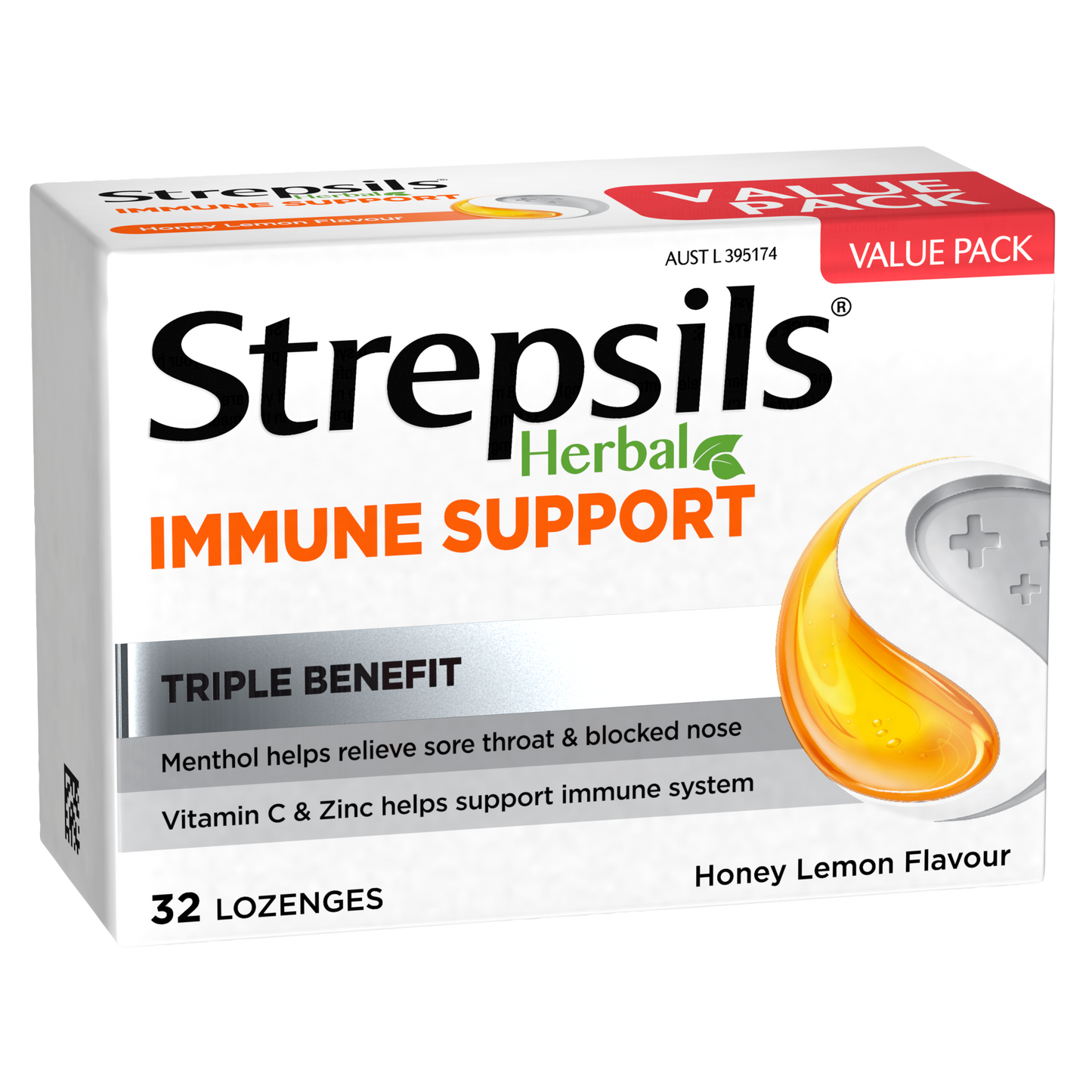 Strepsils Herbal Immune Support Lozenges Honey Lemon 32s