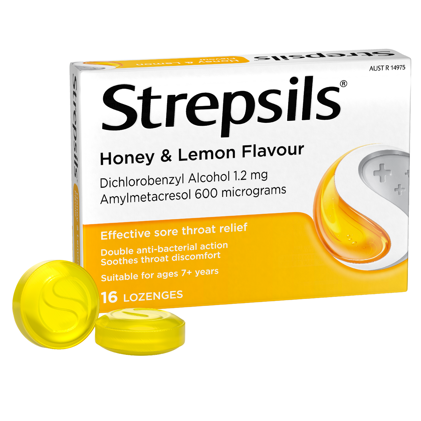 Strepsils Sore Throat Relief Honey & Lemon 16 Pack