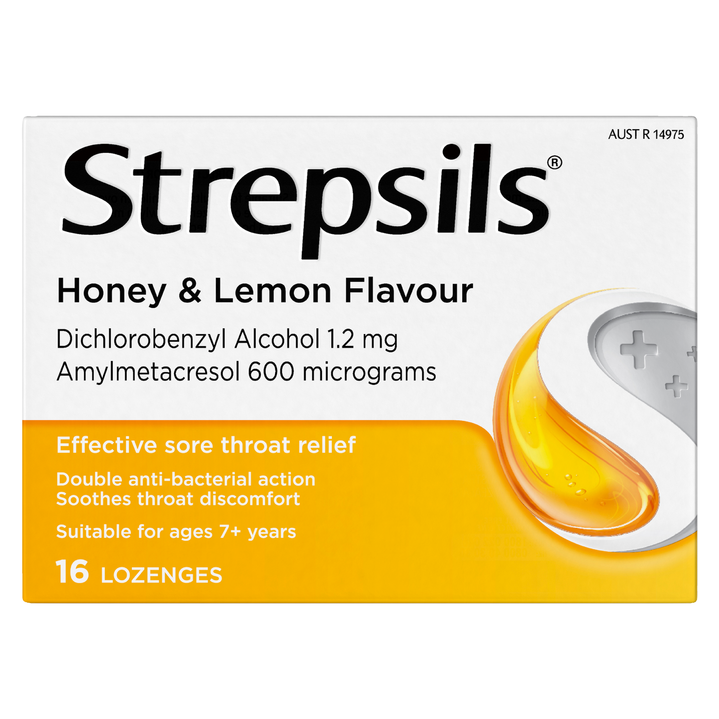 Strepsils Sore Throat Relief Honey & Lemon 16 Pack