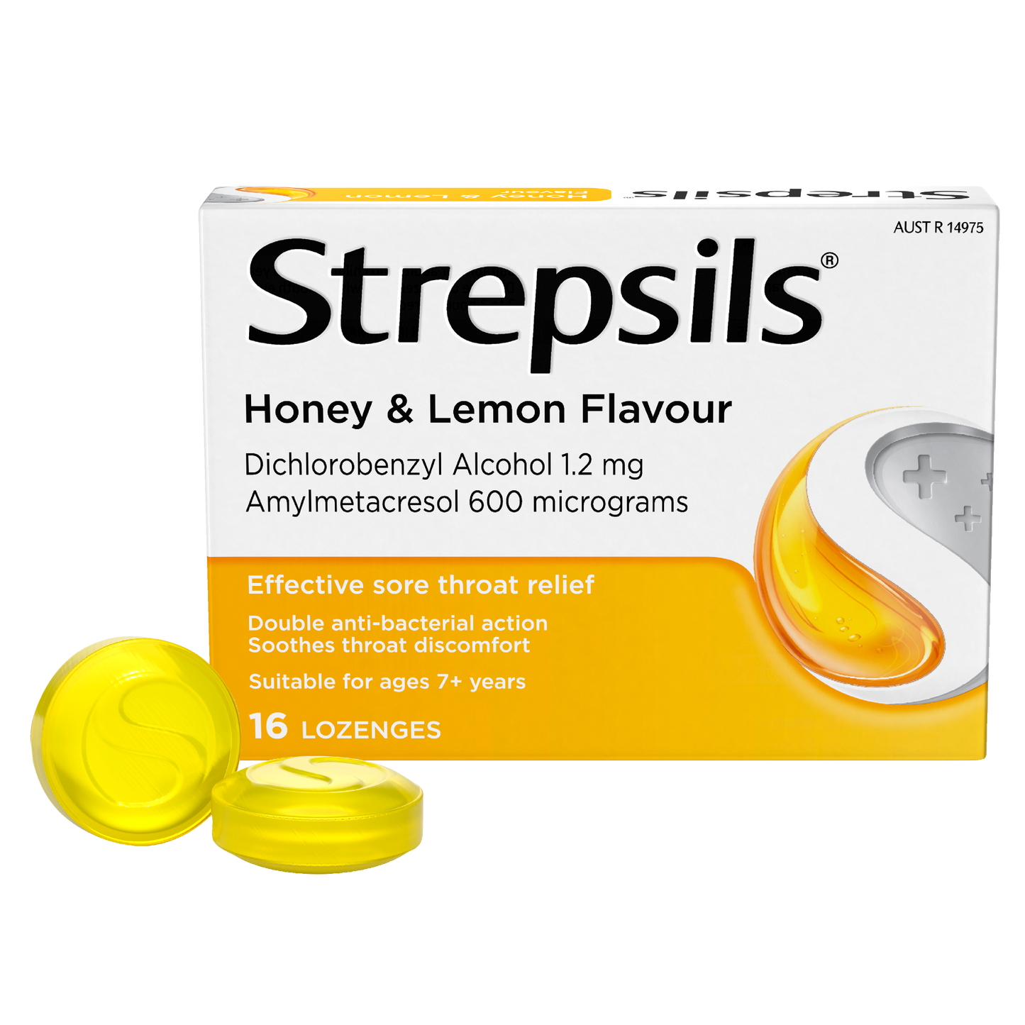 Strepsils Sore Throat Relief Honey & Lemon 16 Pack