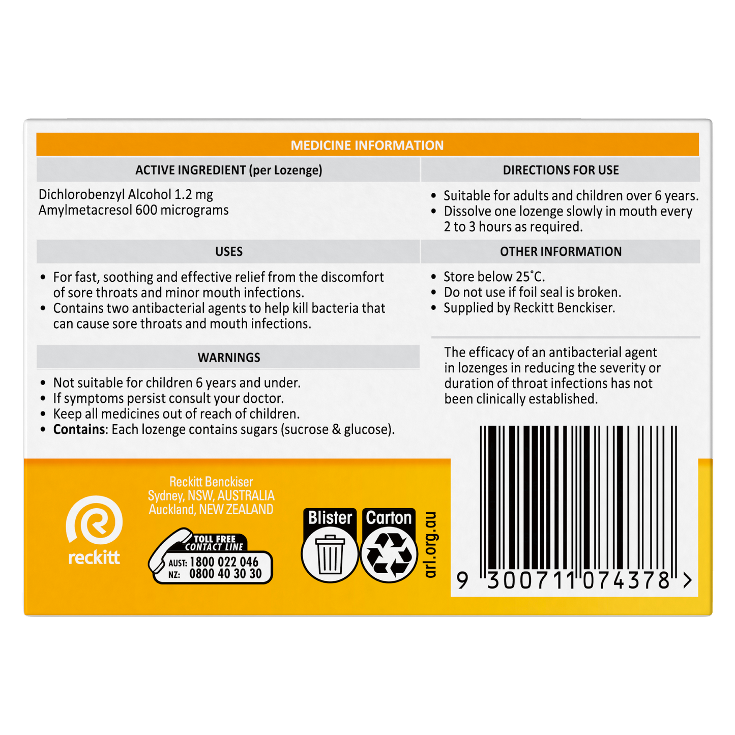 Strepsils Sore Throat Relief Honey & Lemon 16 Pack
